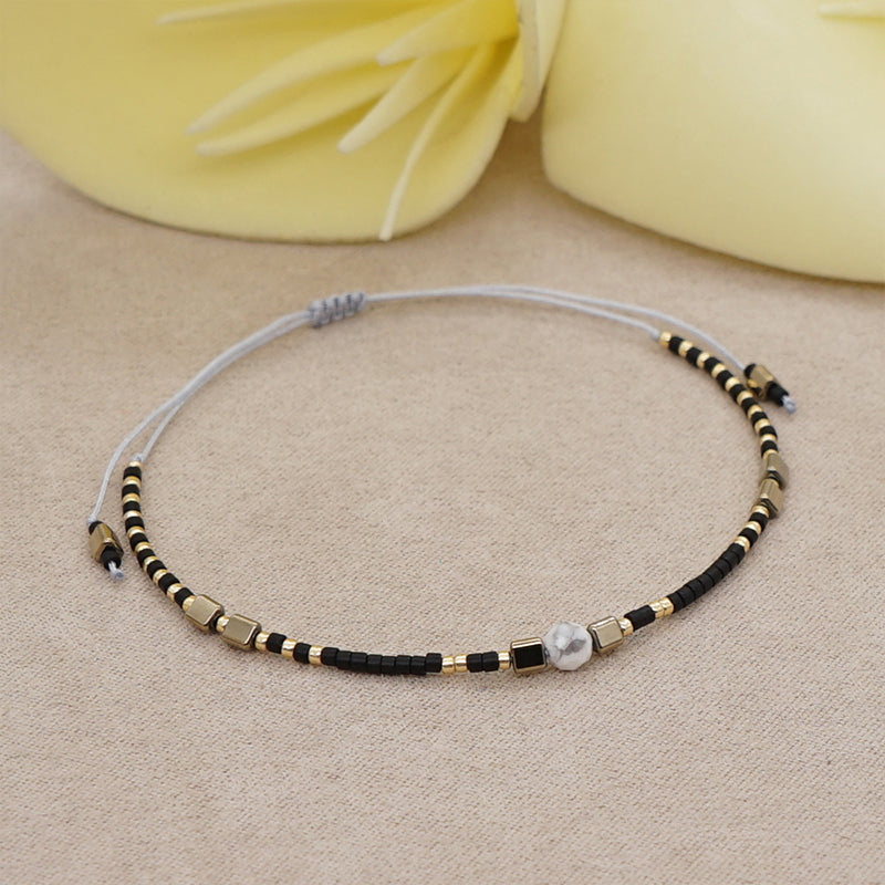 Venta al por mayor Pulsera Cristal Simple Boho Moda Arroz Granos Hecho A Mano OLY-BT-GBH002